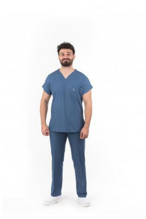 Likralı V Yaka Yarasa Kol Havacı Mavi Takım