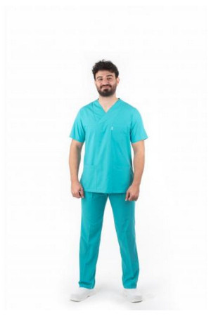 Likralı Benetton Yeşili Zarf Yaka Model Terycotton Takım