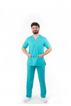 Likralı Benetton Yeşili Zarf Yaka Model Terycotton Takım