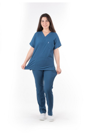 Likralı Havacı Mavi Alpaka Takım