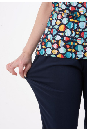 Likralı Pantolon Lacivert Renk Ütü Dikişli