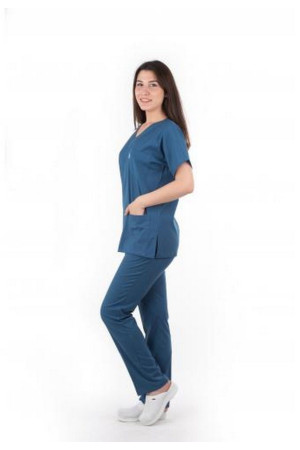 Likralı V Yaka Yarasa Kol Havacı Mavi Takım