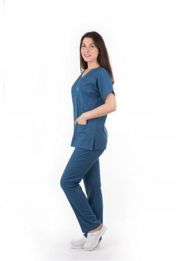 Likralı V Yaka Yarasa Kol Havacı Mavi Takım Likralı V Yaka Yarasa Kol Havacı Mavi Takım