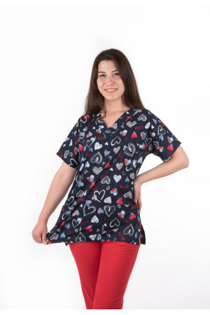 Likralı Kalp Desen %97 Cotton %3 Likra Kumaş