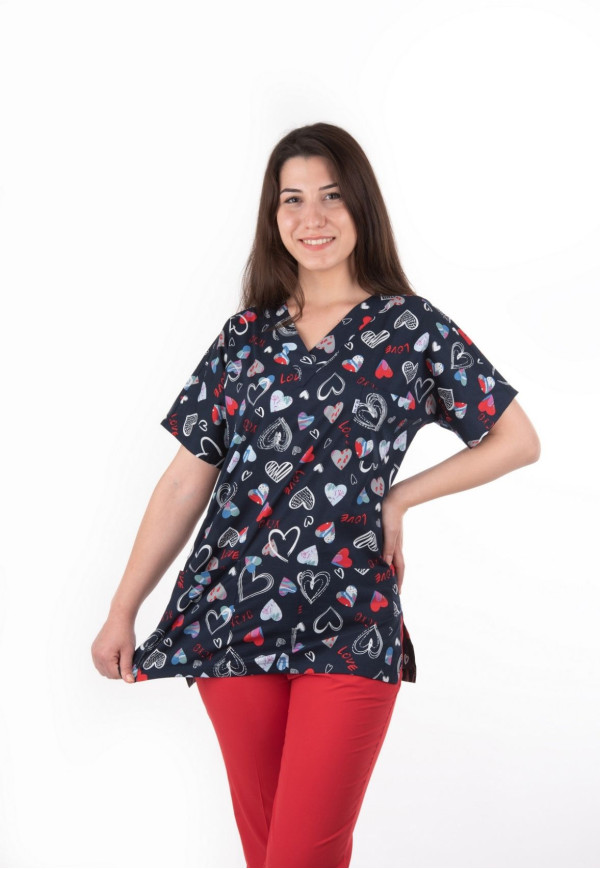 Likralı Kalp Desen %97 Cotton %3 Likra Kumaş