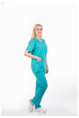 Likralı V Yaka Yarasa Kol Benetton Yeşili Takım