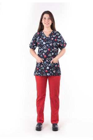 Likralı Kalp Desen %97 Cotton %3 Likra Kumaş