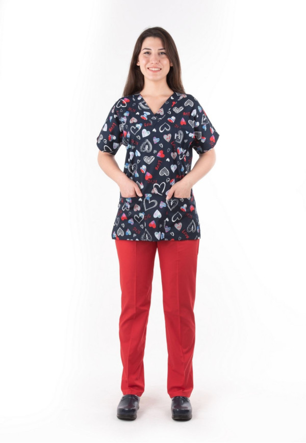 Likralı Kalp Desen %97 Cotton %3 Likra Kumaş