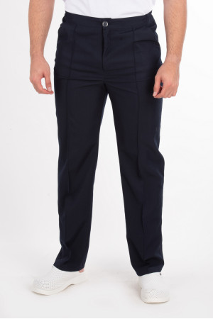 Pantolon Lacivert Alpaka Kumaş, Yarım Kemer Fermuarlı, Ütü Dikişli, Boru Paça