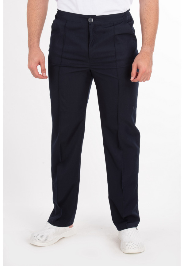 Pantolon Lacivert Alpaka Kumaş, Yarım Kemer Fermuarlı, Ütü Dikişli, Boru Paça