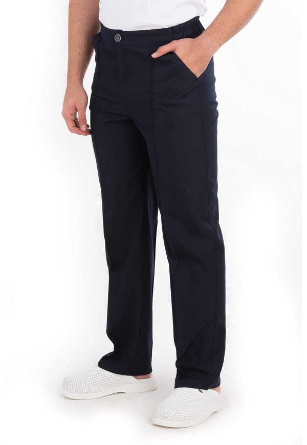 Pantolon Lacivert Alpaka Kumaş, Yarım Kemer Fermuarlı, Ütü Dikişli, Boru Paça