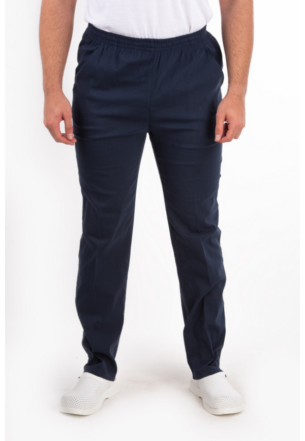 Erkek Pantolon Lacivert Renk, Alpaka Kumaş, Tam Lastikli, Ütü Dikişli