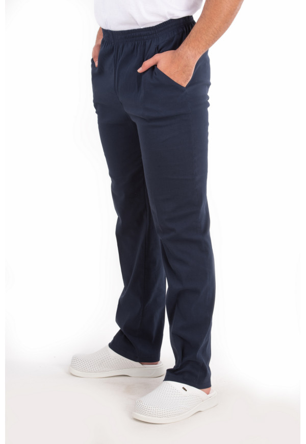 Erkek Pantolon Lacivert Renk, Alpaka Kumaş, Tam Lastikli, Ütü Dikişli