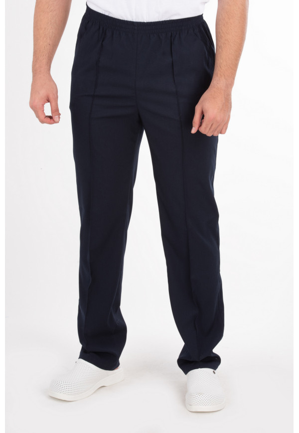 Erkek Likralı Pantolon, Lacivert Renk, Tam Lastikli