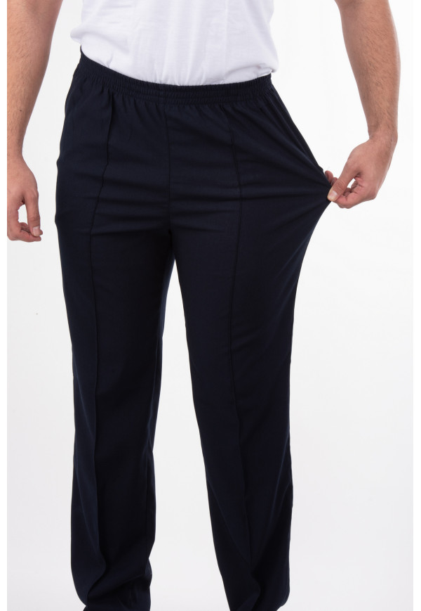 Erkek Likralı Pantolon, Lacivert Renk, Tam Lastikli