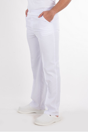 Erkek Pantolon Beyaz Renk Alpaka Kumaş, Fermuarlı, Ütü Dikişli