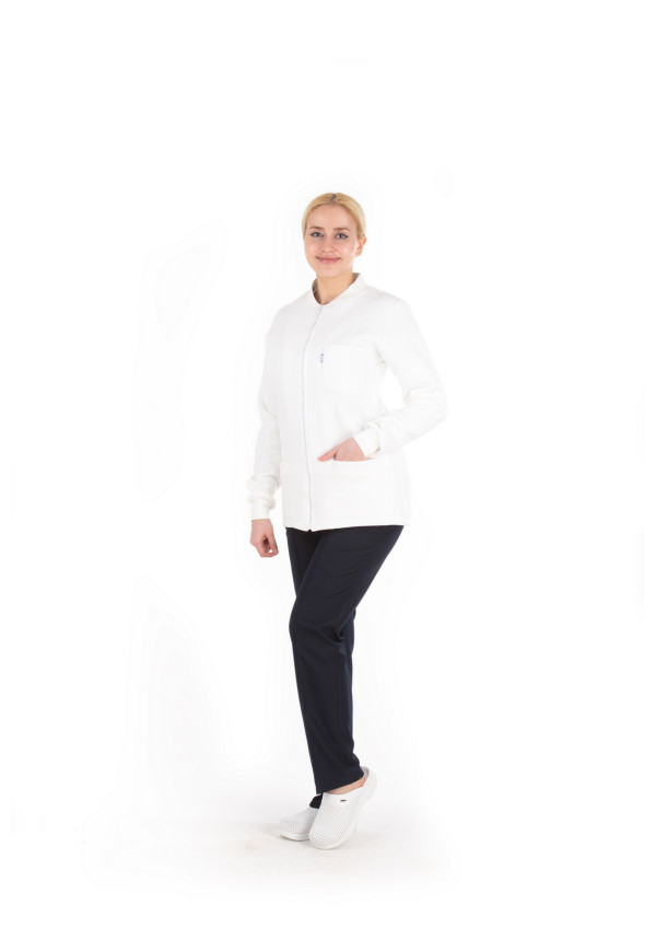 Hırka Beyaz Renk Düz Model