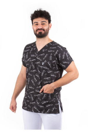 Siyah Atatürk Desen Yarasa Kol V Yaka Model