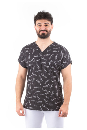 Siyah Atatürk Desen Yarasa Kol V Yaka Model