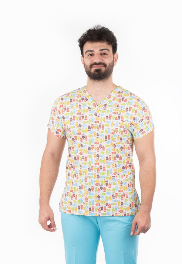 Baykuş Desen Yarasa Kol V Yaka Model