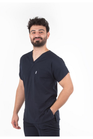 Likralı Yarasa Kol Lacivert Alpaka V Yaka Model00.0000