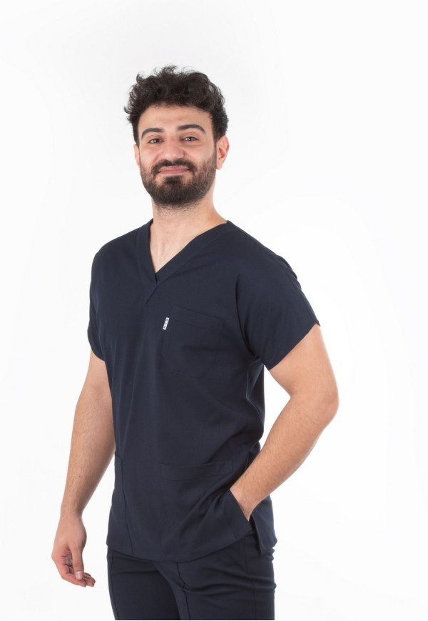 Likralı Yarasa Kol Lacivert Alpaka V Yaka Model00.0000