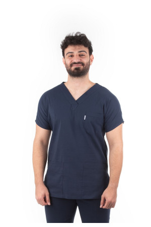 Likralı Yarasa Kol V Yaka Lacivert Terycotton