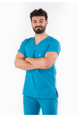 Koyu Turkuaz Yarasa Kol V Yaka Model