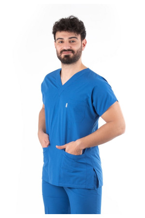 Saks Mavi Yarasa Kol V Yaka Model