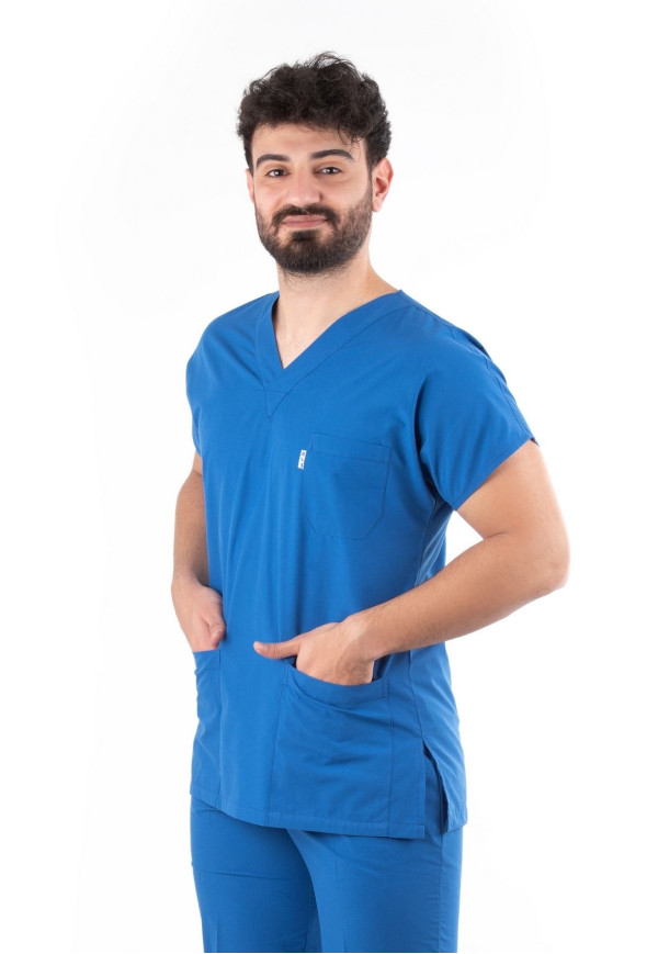 Saks Mavi Yarasa Kol V Yaka Model