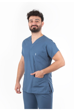 Havacı Mavi Yarasa Kol V Yaka Model Terycotton Kumaş