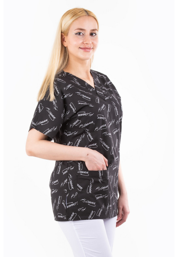 Siyah Atatürk İmzalı Yarasa Kol V Yaka Model