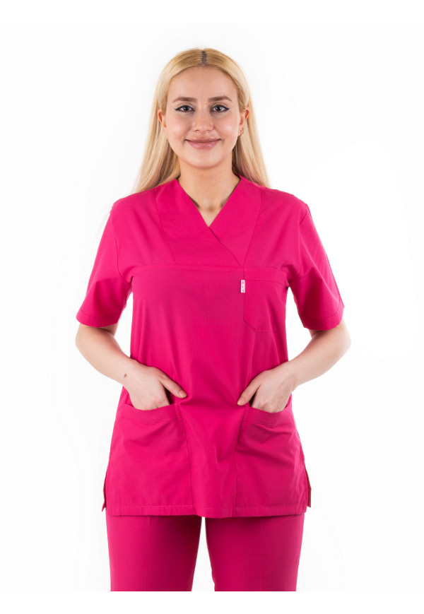 Koyu Pembe Renk Zarf Yaka Model