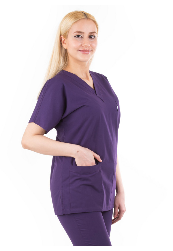 Mor Renk Yarasa Kol V Yaka Model