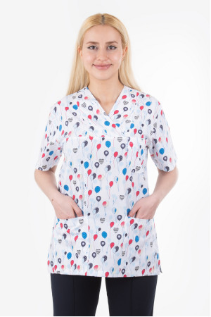 Balonlu Desen Zarf Yaka Model