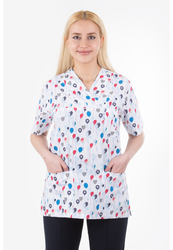 Balonlu Desen Zarf Yaka Model