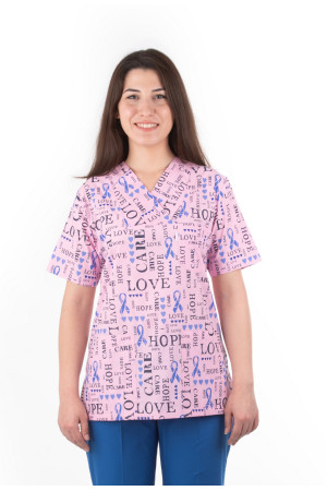 Pembe Love Desen Zarf Yaka Model