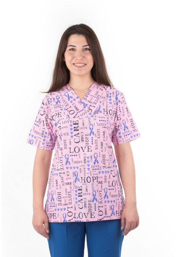 Pembe Love Desen Zarf Yaka Model