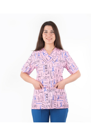 Pembe Love Desen Zarf Yaka Model