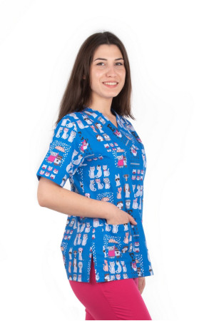 Mavi Kedili Desen Zarf Yaka Model