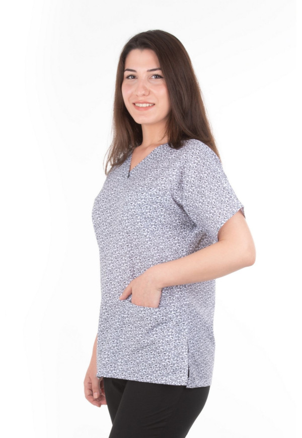 Siyah Virgül Desen Yarasa Kol V Yaka Model