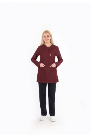 Yuvarlak Yaka, Uzun Kol, Beden Boyu 10 cm. Uzun Tesettür Üniforma